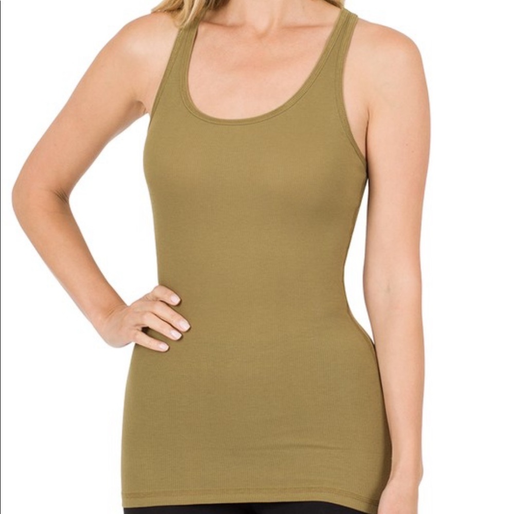 Cotton Dusty Olive Racerback Tank Top